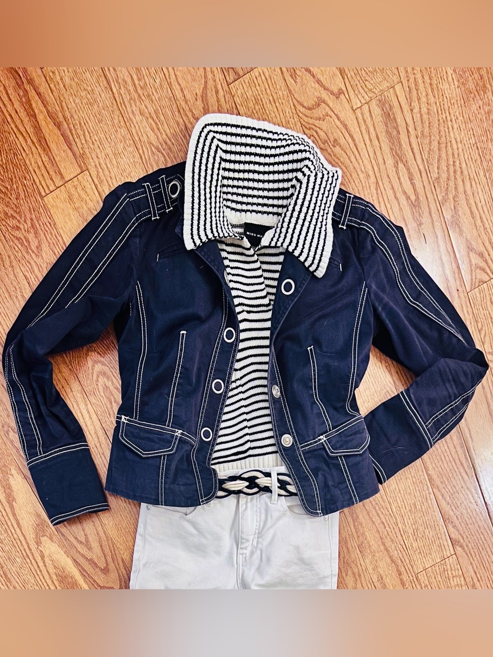 Acorn Navy Women's Utility Jacket with White Stitching | Sz XS